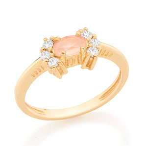 GOLD RING WITH CRYSTAL AND ZIRCONIA