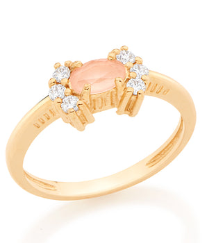 GOLD RING WITH CRYSTAL AND ZIRCONIA