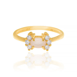 GOLD RING WITH CRYSTAL AND ZIRCONIA