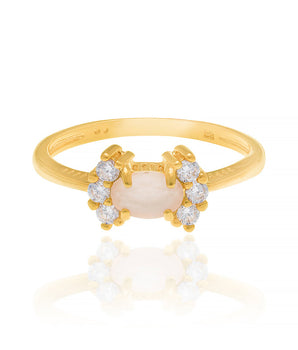 GOLD RING WITH CRYSTAL AND ZIRCONIA