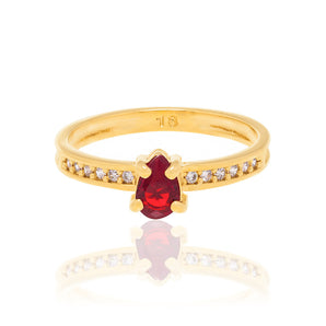GOLD RING WITH CRYSTAL AND ZIRCONIA