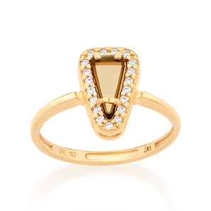 GOLD RING WITH CRYSTAL AND ZIRCONIA