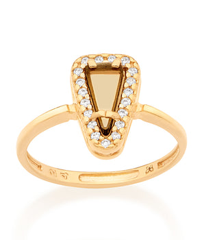 GOLD RING WITH CRYSTAL AND ZIRCONIA