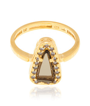 GOLD RING WITH CRYSTAL AND ZIRCONIA