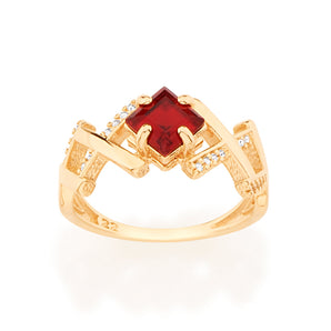 GOLD RING WITH CRYSTAL AND ZIRCONIA
