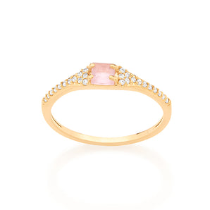 GOLD RING WITH CRYSTAL AND ZIRCONIA