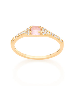 GOLD RING WITH CRYSTAL AND ZIRCONIA