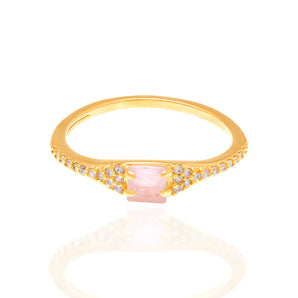 GOLD RING WITH CRYSTAL AND ZIRCONIA