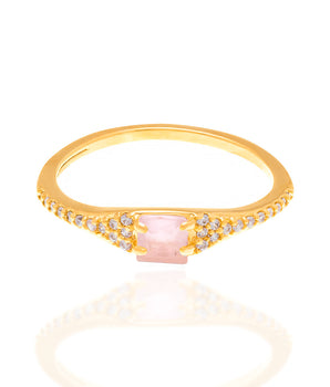 GOLD RING WITH CRYSTAL AND ZIRCONIA