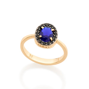 GOLD RING WITH CRYSTAL AND ZIRCONIA