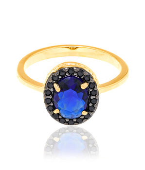 GOLD RING WITH CRYSTAL AND ZIRCONIA