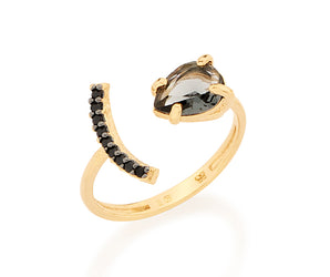 GOLD RING WITH CRYSTAL AND ZIRCONIA