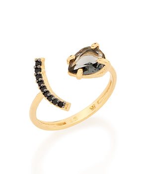 GOLD RING WITH CRYSTAL AND ZIRCONIA