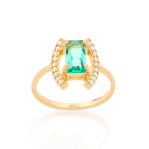 GOLD RING WITH CRYSTAL AND ZIRCONIA