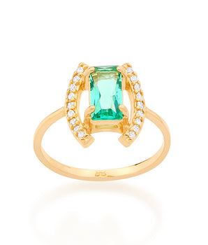GOLD RING WITH CRYSTAL AND ZIRCONIA