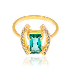 GOLD RING WITH CRYSTAL AND ZIRCONIA