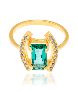 GOLD RING WITH CRYSTAL AND ZIRCONIA