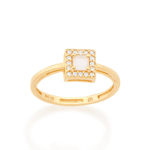GOLD RING WITH CRYSTAL AND ZIRCONIA