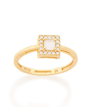 GOLD RING WITH CRYSTAL AND ZIRCONIA