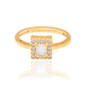 GOLD RING WITH CRYSTAL AND ZIRCONIA