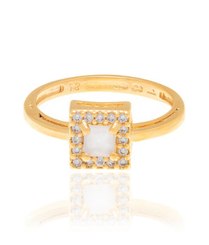 GOLD RING WITH CRYSTAL AND ZIRCONIA