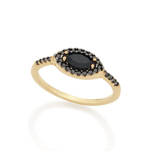 GOLD RING WITH CRYSTAL AND ZIRCONIA