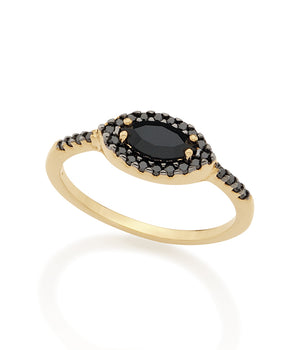 GOLD RING WITH CRYSTAL AND ZIRCONIA