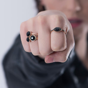 GOLD RING WITH CRYSTAL AND ZIRCONIA