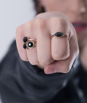 GOLD RING WITH CRYSTAL AND ZIRCONIA