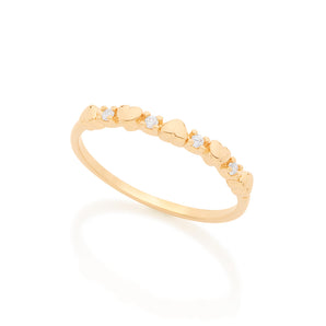 GOLD FIVE HEARTS SKINNY RING