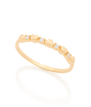 GOLD FIVE HEARTS SKINNY RING