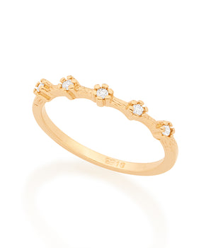 GOLD FIVE TINY FLOWERS SKINNY RING
