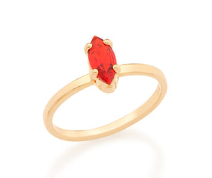GOLD KID'S NAVETTE RING IN WHITE