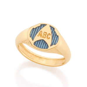 GOLD KID'S ABC RING IN BLUE
