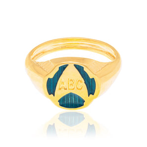 GOLD KID'S ABC RING IN BLUE