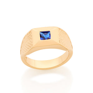 GOLD KID'S SUPERHERO RING IN BLUE