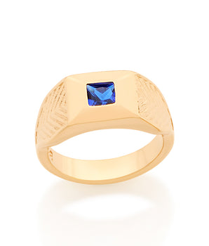 GOLD KID'S SUPERHERO RING IN BLUE