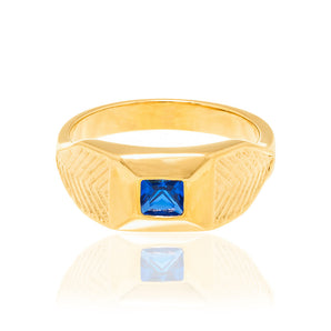 GOLD KID'S SUPERHERO RING IN BLUE