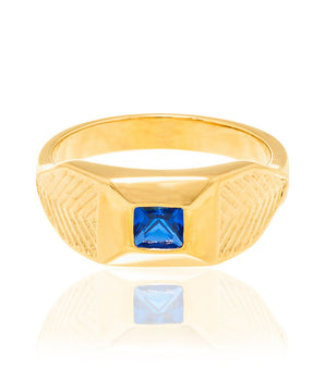 GOLD KID'S SUPERHERO RING IN BLUE