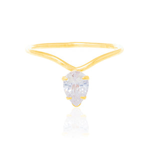 GOLD WATER DROPLET RING IN LIGHT PINK