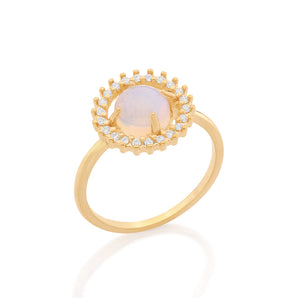 GOLD RING WITH CRYSTAL AND ZIRCONIA