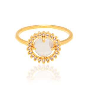 GOLD RING WITH CRYSTAL AND ZIRCONIA