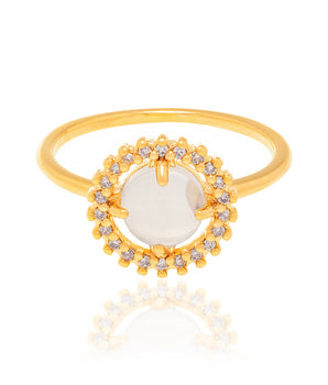 GOLD RING WITH CRYSTAL AND ZIRCONIA