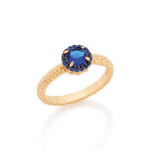GOLD RING WITH CRYSTAL AND ZIRCONIA