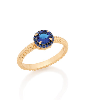 GOLD RING WITH CRYSTAL AND ZIRCONIA