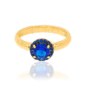 GOLD RING WITH CRYSTAL AND ZIRCONIA