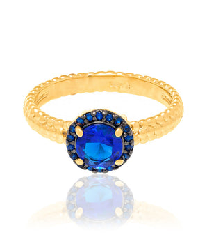 GOLD RING WITH CRYSTAL AND ZIRCONIA