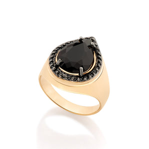 GOLD RING WITH CRYSTAL AND ZIRCONIA