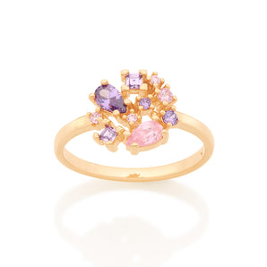GOLD ABSTRACT RING IN LILAC