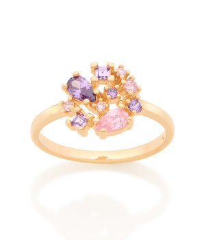 GOLD ABSTRACT RING IN LILAC